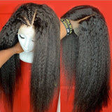 High Density Yaki Kinky Straight Lace Closure Wig Human Virgin Hair