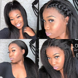 High Quality Yaki Kinky Straight Human Hair Pre Plucked HD Full Lace Front Wig 180% Density
